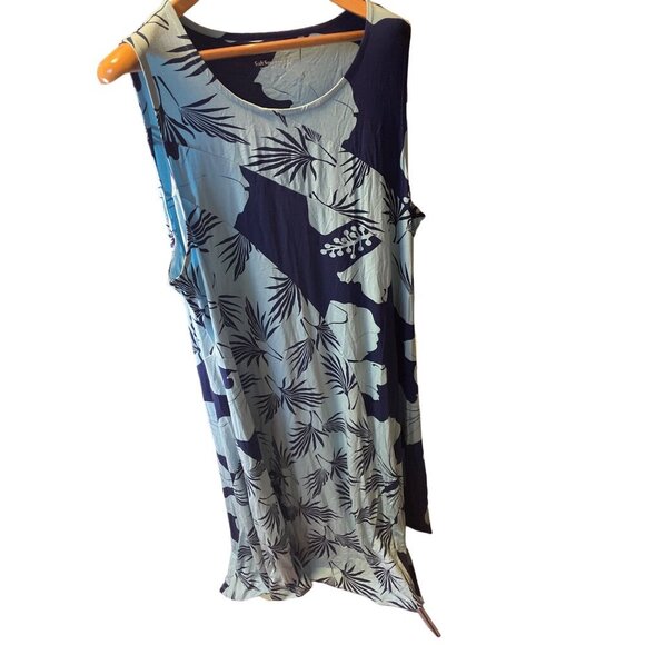 Soft Surroundings Blue Floral Tropical Sleeveless Long Shift Dress Sz 3X - Picture 4 of 7